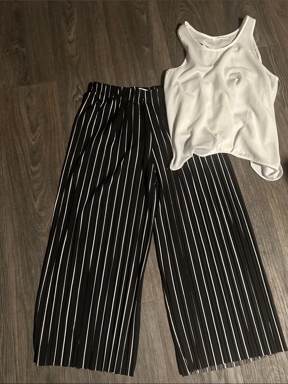 Jon & Anna Black and White Vertical Stripe Wide-Leg Pants